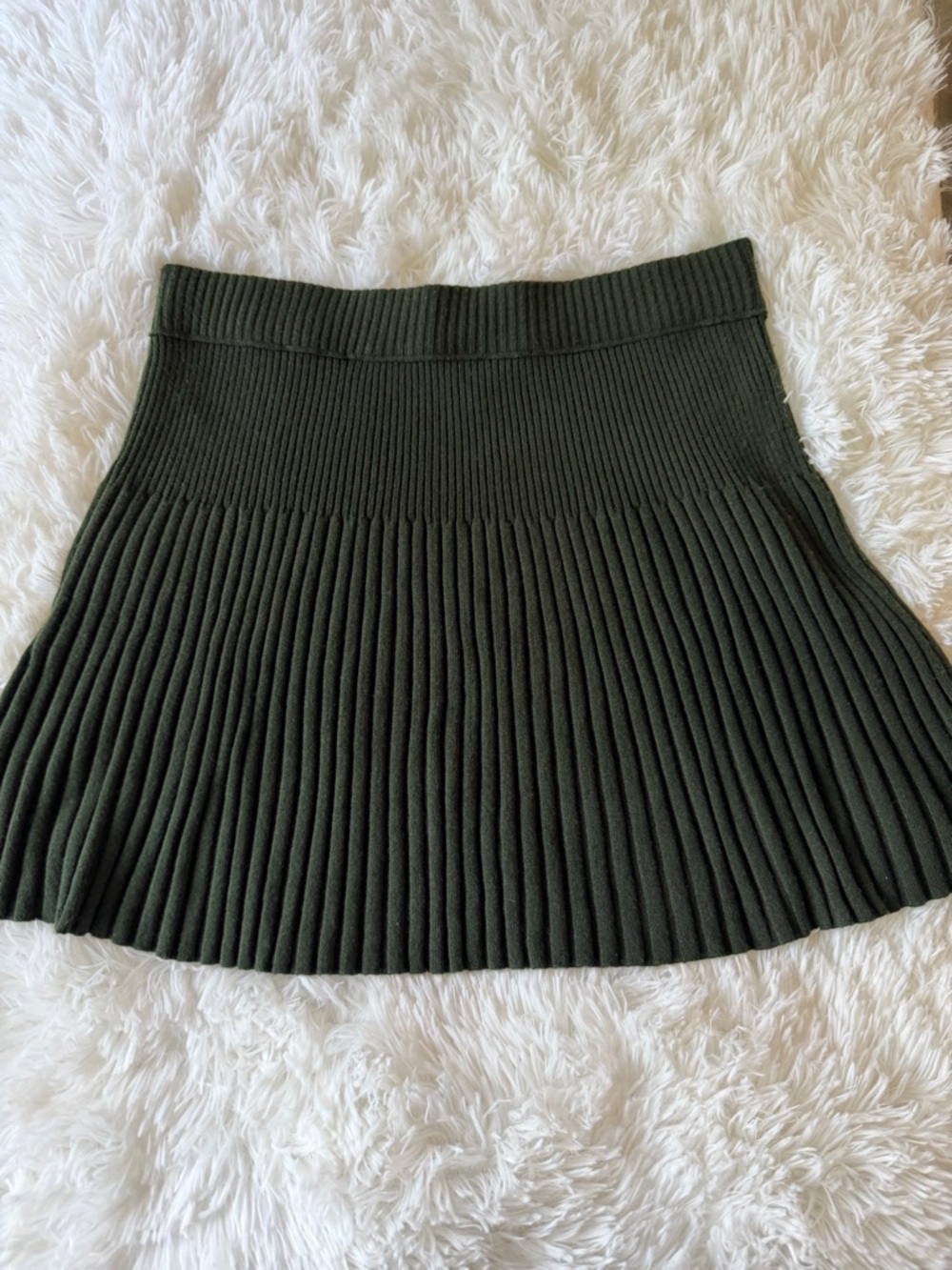 Aerie Take Charge Olive Green Sweater Knit Mini Skirt NWOT Flared Waist Stretch